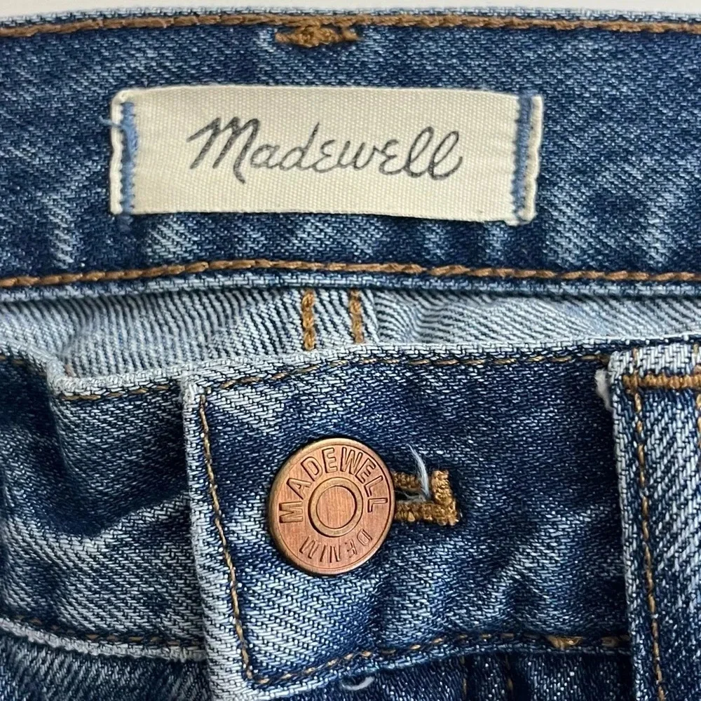 Madewell Classic Straight Jeans in Jade Wash: Knee-Rip Edition J7951 Size 27 - Picture 12 of 15